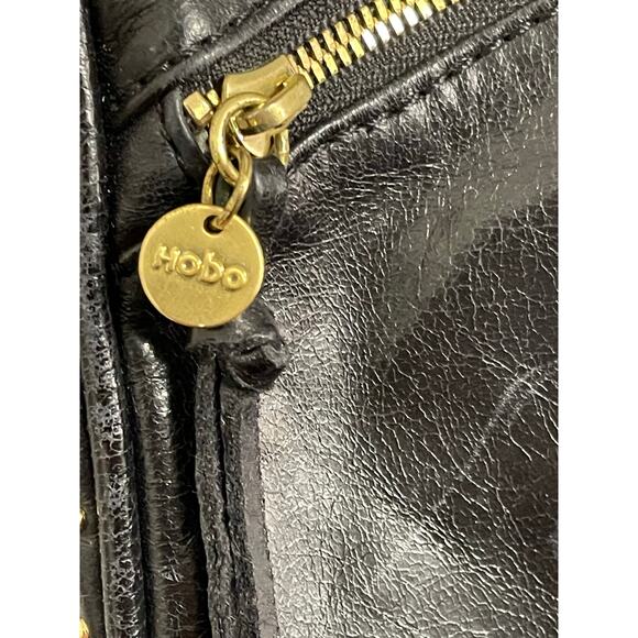 Hobo Gold Tone Studded Small Black Leather Crossbody Bag - Picture 7 of 7